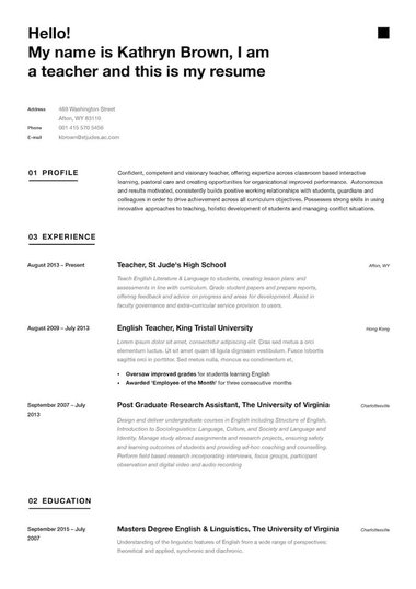 Simple plantilla de currículum Minimalista