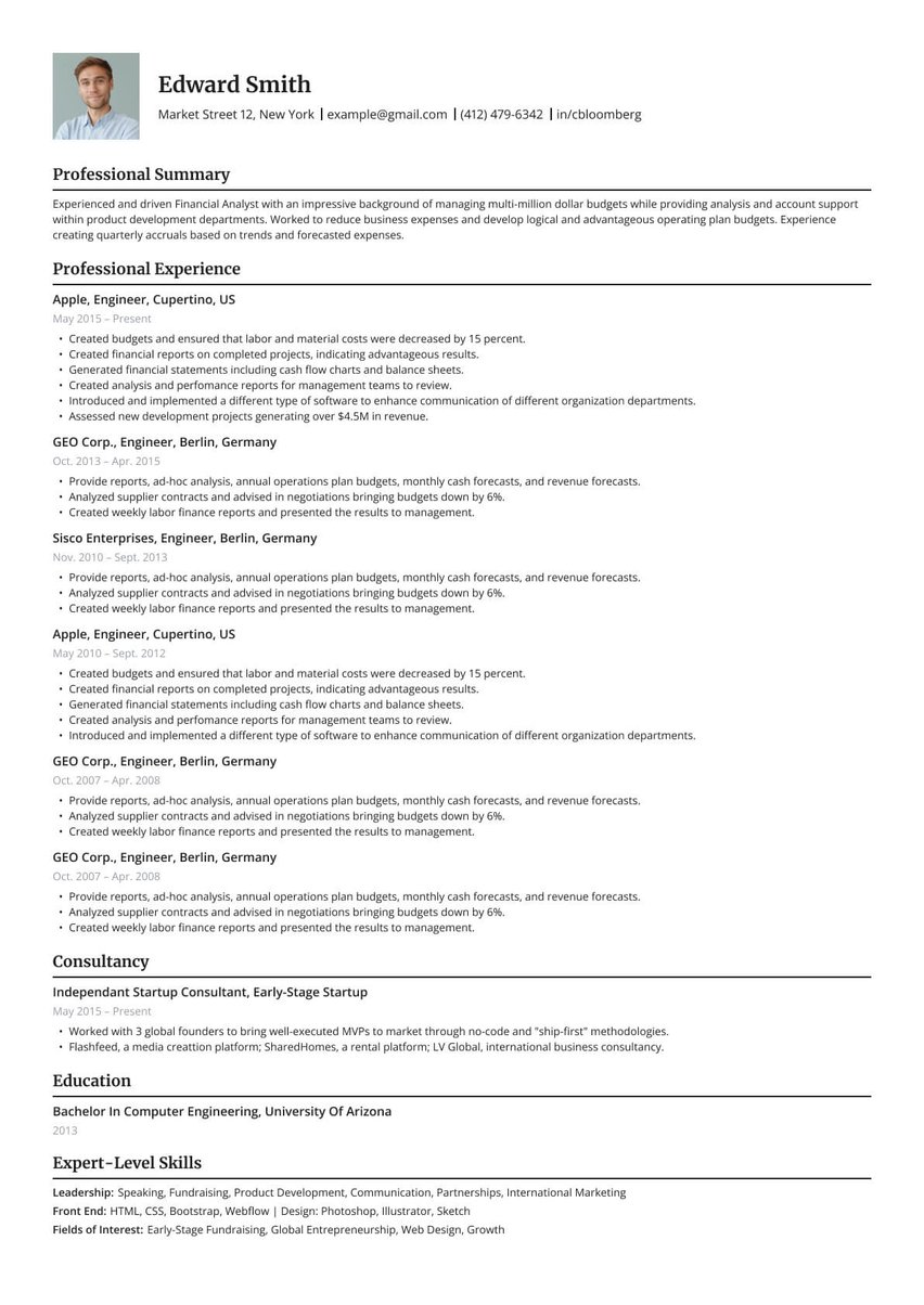 Seúl resume template